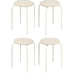 5five Stapelbaar zit krukje - metaal/polyester - wit Online