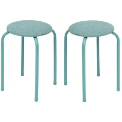 5five Stapelbaar zit krukje - metaal/polyester - blauw Clearance