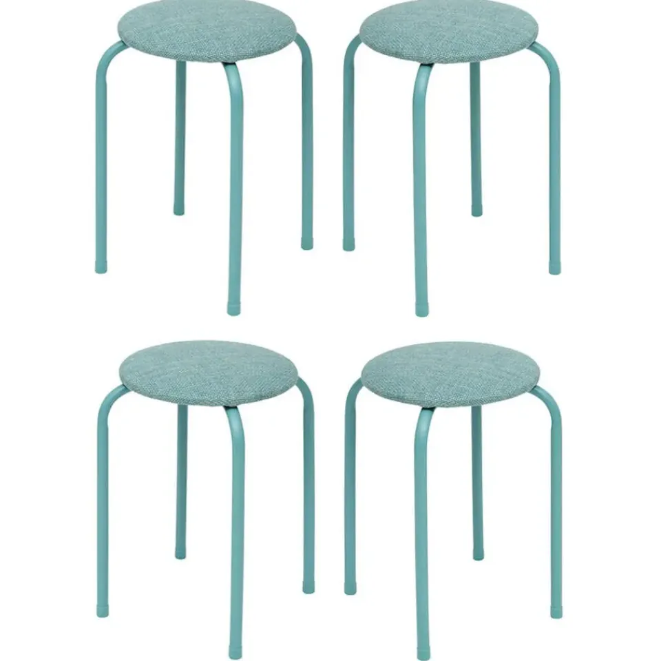 5five Stapelbaar zit krukje - metaal/polyester - blauw Clearance