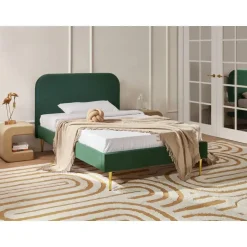 Leen Bakker FLAYAT - Eenpersoonsbed - Donkergroen - 120 x 200 cm - Fluweel Best