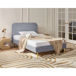 Leen Bakker FLAYAT - Eenpersoonsbed - Grijs - 120 x 200 cm - Fluweel