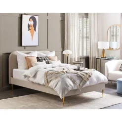 Beliani FLAYAT - Tweepersoonsbed - Beige - 140 x 200 cm - Fluweel Hot