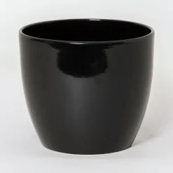 Floran Bloempot/plantenpot Boule - zwart - keramiek - 32 x 27 cm