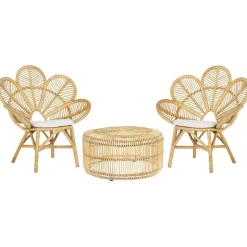 Beliani FLORENTINE / LIMNI - Bistroset voor 2 - Natuurlijk - Rotan Outlet