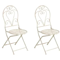 Leen Bakker FOLELLI - Set van 2 tuinstoelen - Lichtbeige - IJzer Outlet