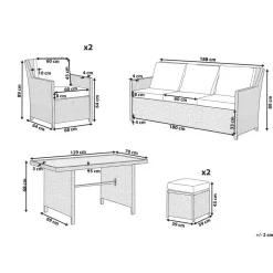 Beliani FONTI - Loungeset voor 5 - Natuurlijk - PE rotan New