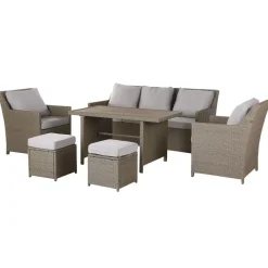 Beliani FONTI - Loungeset voor 5 - Natuurlijk - PE rotan New