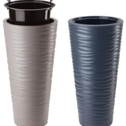 Form Plastic Plantenpot rond - kunststof - zwart - D35 x H69 cm Discount