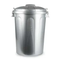 Forte Plastics Afvalbak - zilverkleurig - afvalemmer met deksel - 70l Outlet