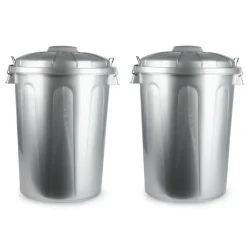 Forte Plastics Afvalbak - zilverkleurig - afvalemmer met deksel - 70l Outlet