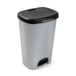 Forte Plastics Pedaalemmer - grijs - vuilnisbak met deksel - 50 l Hot