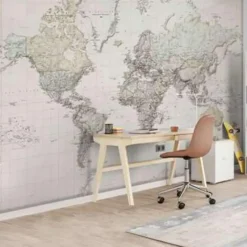 Reinders Fotobehang Wereldkaart - vintage Nederlandstalig - 260 x 384cm New