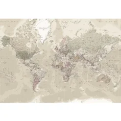 Reinders Fotobehang Wereldkaart Natuurtint - 260 x 384cm - Beige Best