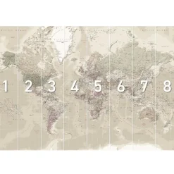 Reinders Fotobehang Wereldkaart Natuurtint - 260 x 384cm - Beige Best