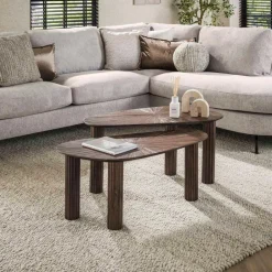 Fraaai - Jared salontafel set van 2 hoekvormig Maya teak - bruin