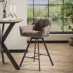 Fraaai - Ramon draaibare barstoel - 69 cm - geweven - taupe Discount