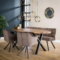 Fraaai - Ramon eetkamerbank 180 cm velvet antraciet Discount