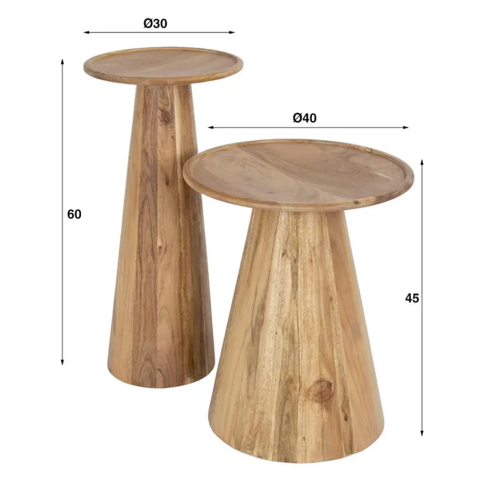 Fraaai - Sarah bijzettafel set van 2 massief acacia - naturel Online