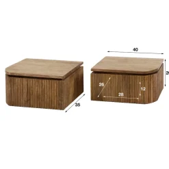 Fraaai - Sedona nachtkastje set van 2 wave L+R afgerond - mangohout Hot