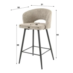 Fraaai - Zayn barstoel bouclé - zand Outlet