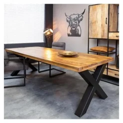 Furndea Eettafel Morada industrieel rechthoek X poot mangohout 240x100x76cm Clearance