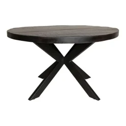 Furndea Morada eettafel industrieel rond mango hout zwart - 76xØ130 cm Online