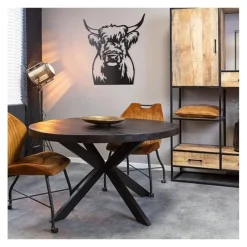 Furndea Morada eettafel industrieel rond mango hout zwart - 76xØ130 cm Online