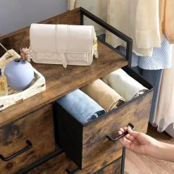 Furnihaus Commode kast 7 stoffen laden met handgrepen metalen frame industrieel Sale