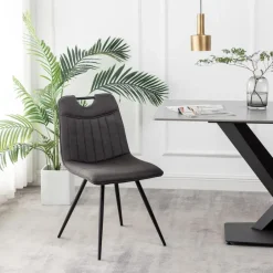 Furnihaus Eetkamerstoelen set van 4 - Leon - Microvezel - Antraciet Outlet