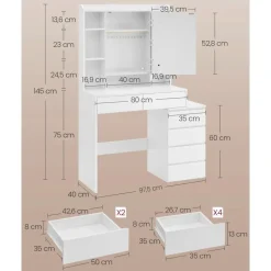 Furnihaus Kaptafel LED 3 kleuren lichtsterkte instelbaar met spiegel voor Sale