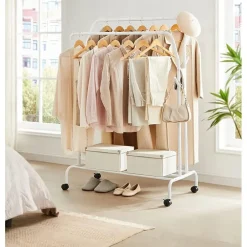 Furnihaus Kledingroede Kledingrek Dubbele Kledingophangrail met wielen 103,5 cm Clearance