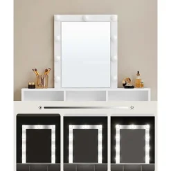 Furnihaus Witte Kaptafel met Led - 2 lades en 3 open vakken - Wit Discount