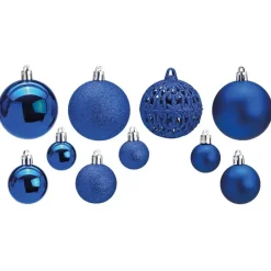 G. Wurm Kerstballen - 50ST - blauw - 3 - 4 - 6 cm - kunststof Discount