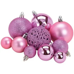 G. Wurm Kerstballen - 50ST - roze - 3 - 4 - 6 cm - kunststof New