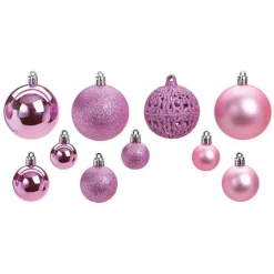 G. Wurm Kerstballen - 50ST - roze - 3 - 4 - 6 cm - kunststof New
