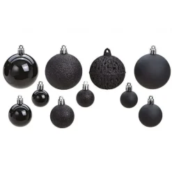G. Wurm Kerstballen - 50ST - zwart - 3 - 4 - 6 cm - kunststof New