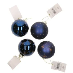 G. Wurm Kerstballen - 12x - blauw - D6 cm - glas - gedecoreerd Sale
