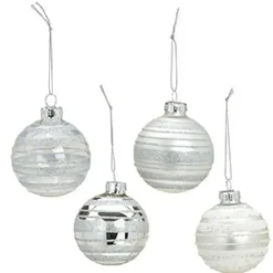 G. Wurm Kerstballen - 12x - zilver - gedecoreerd - glas - 6 cm Sale