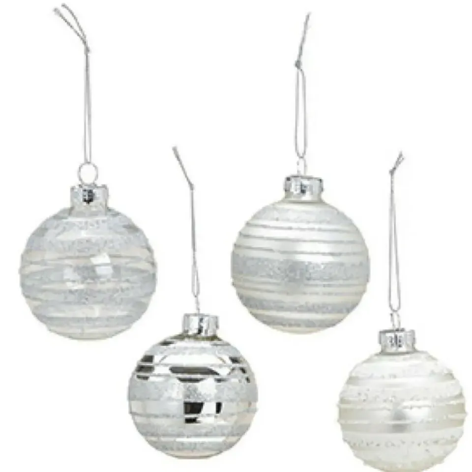 G. Wurm Kerstballen - 12x - zilver - gedecoreerd - glas - 6 cm Sale