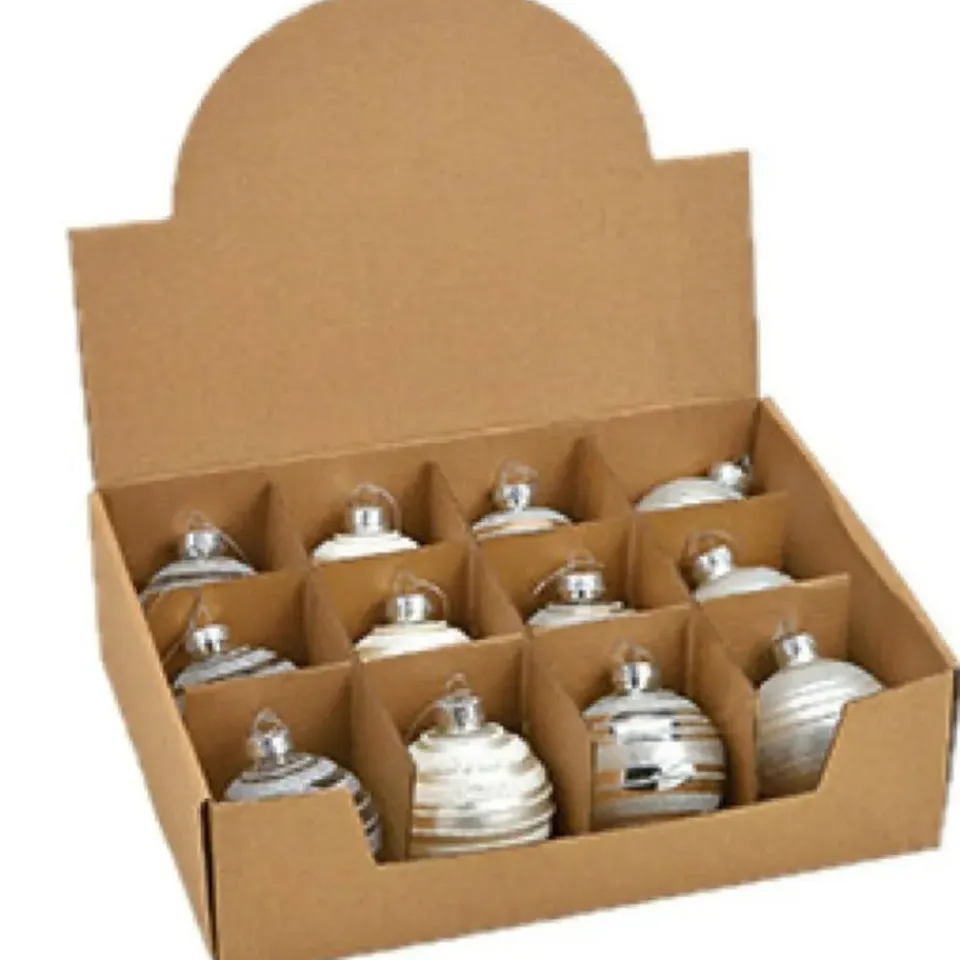 G. Wurm Kerstballen - 12x - zilver - gedecoreerd - glas - 6 cm Sale