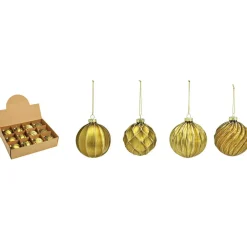 G. Wurm luxe gedecoreerde kerstballen -12x - goud - glas - 8 cm Hot