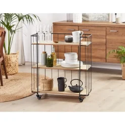 Beliani GABBS - Keukentrolley - Lichte houtkleur - Metaal