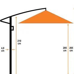Garden Impressions Corfu parasol 250x250 - donker grijs - licht grijs Clearance