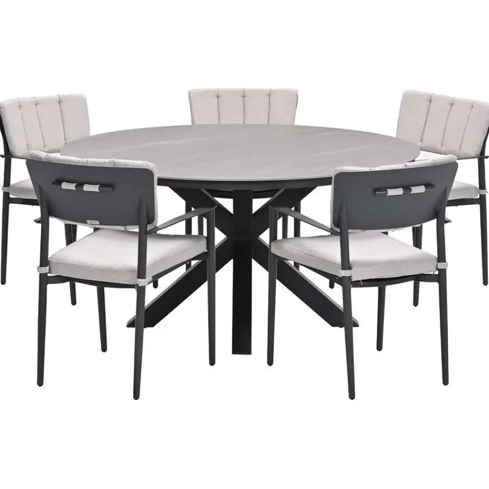 Garden Impressions Dane tuinset 6-delig - Duuk tuintafel Ø150 cm Hot