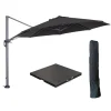 Garden Impressions Hawaii zweefparasol 3.5m zwart met voet en hoes Best