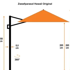 Garden Impressions Hawaii zweefparasol 3.5m zwart met voet en hoes Best