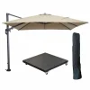 Garden Impressions Hawaii zweefparasol 3x3m taupe met voet en hoes Online