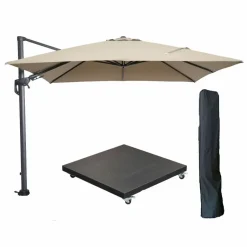 Garden Impressions Hawaii zweefparasol 3x3m taupe met voet en hoes Online
