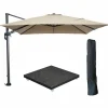 Garden Impressions Hawaii zweefparasol 3x3m taupe met voet en hoes Clearance