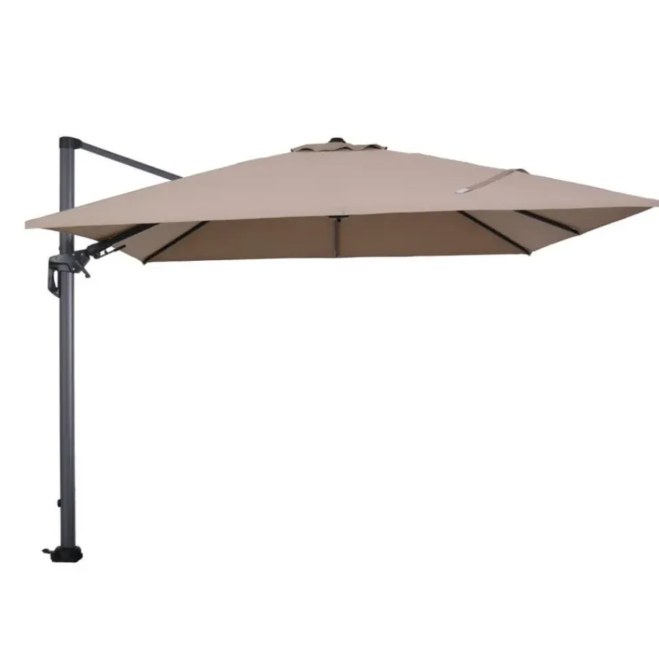 Garden Impressions Hawaii zweefparasol 3x3m taupe met voet en hoes Clearance